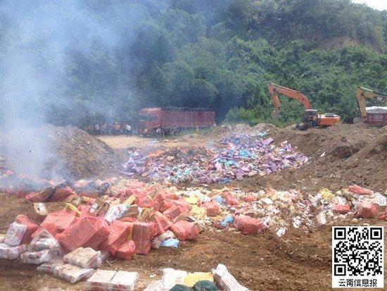 云南销毁600余吨走私僵尸肉 案值1300余万